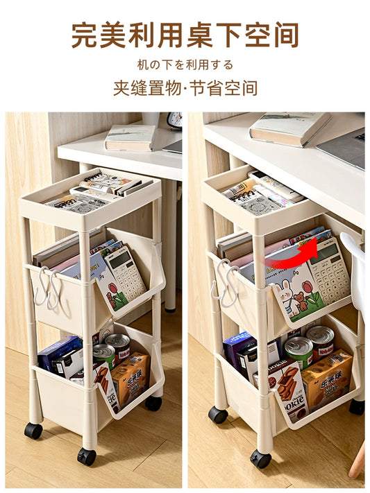 Xingyou Storage Rack Movable Table Dormitory Fantastic Snack Shelf Bedroom Bedside Floor Trolley Rack