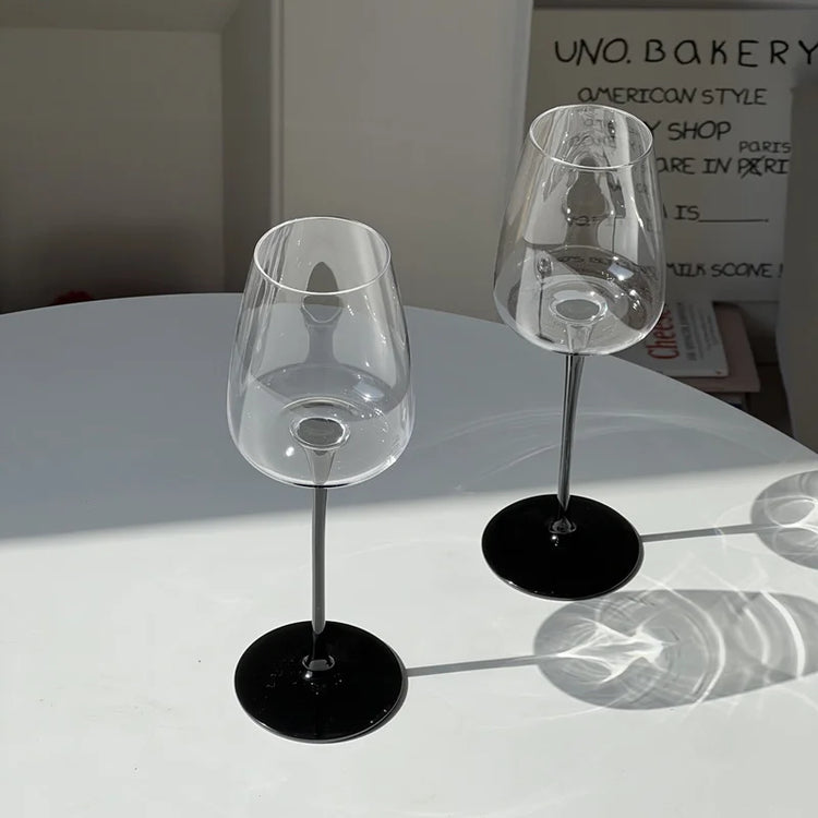 Pinot Noir Crystal Glass Red Wine Glass Black Straight Thin Rod Goblet Minimalist Bordeaux Champagne Glass Black Long Style
